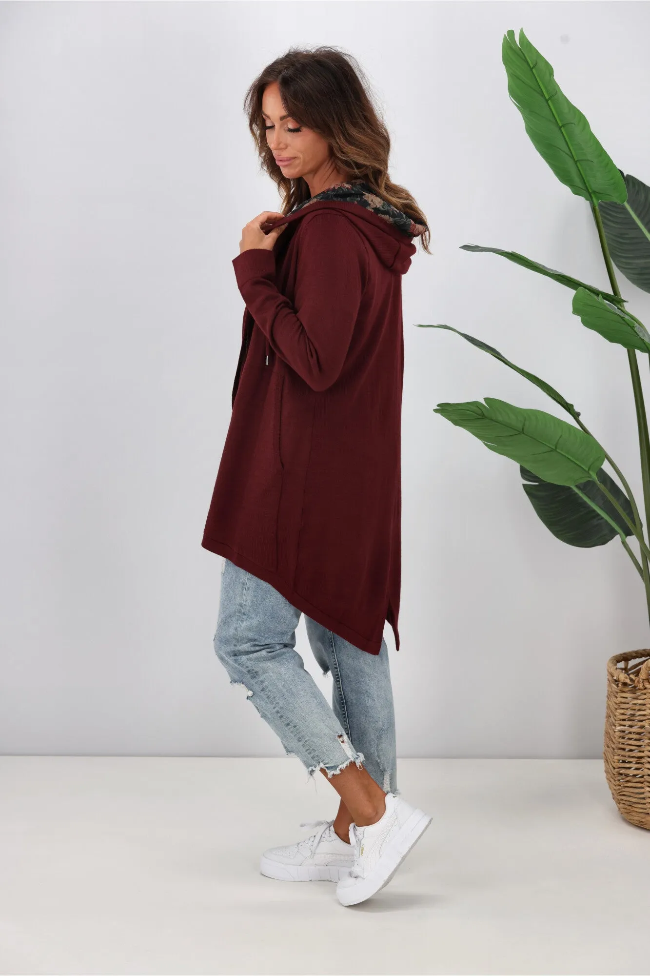 Shine On Label Big Dreams Merino Cardigan Merlot