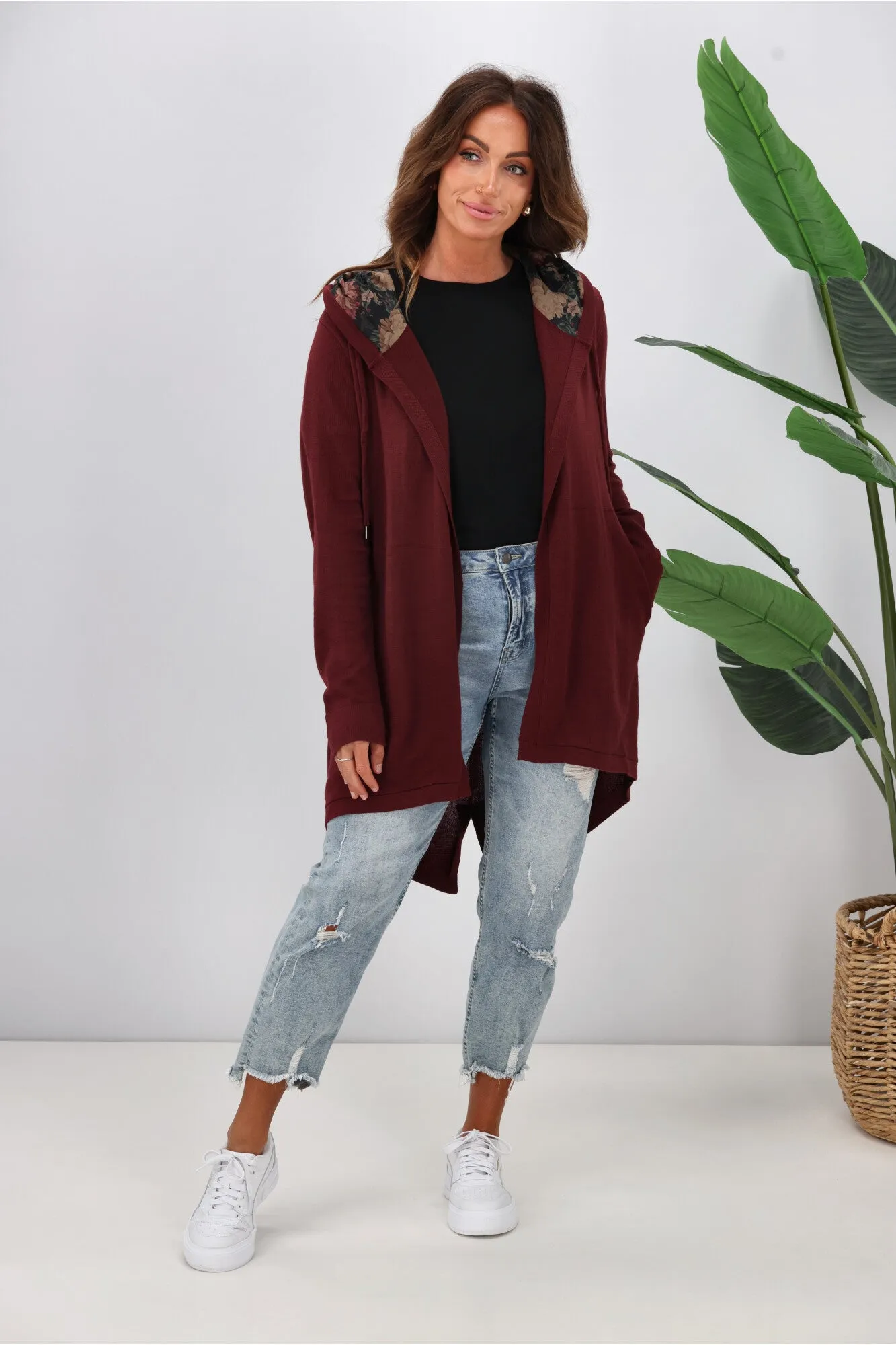 Shine On Label Big Dreams Merino Cardigan Merlot