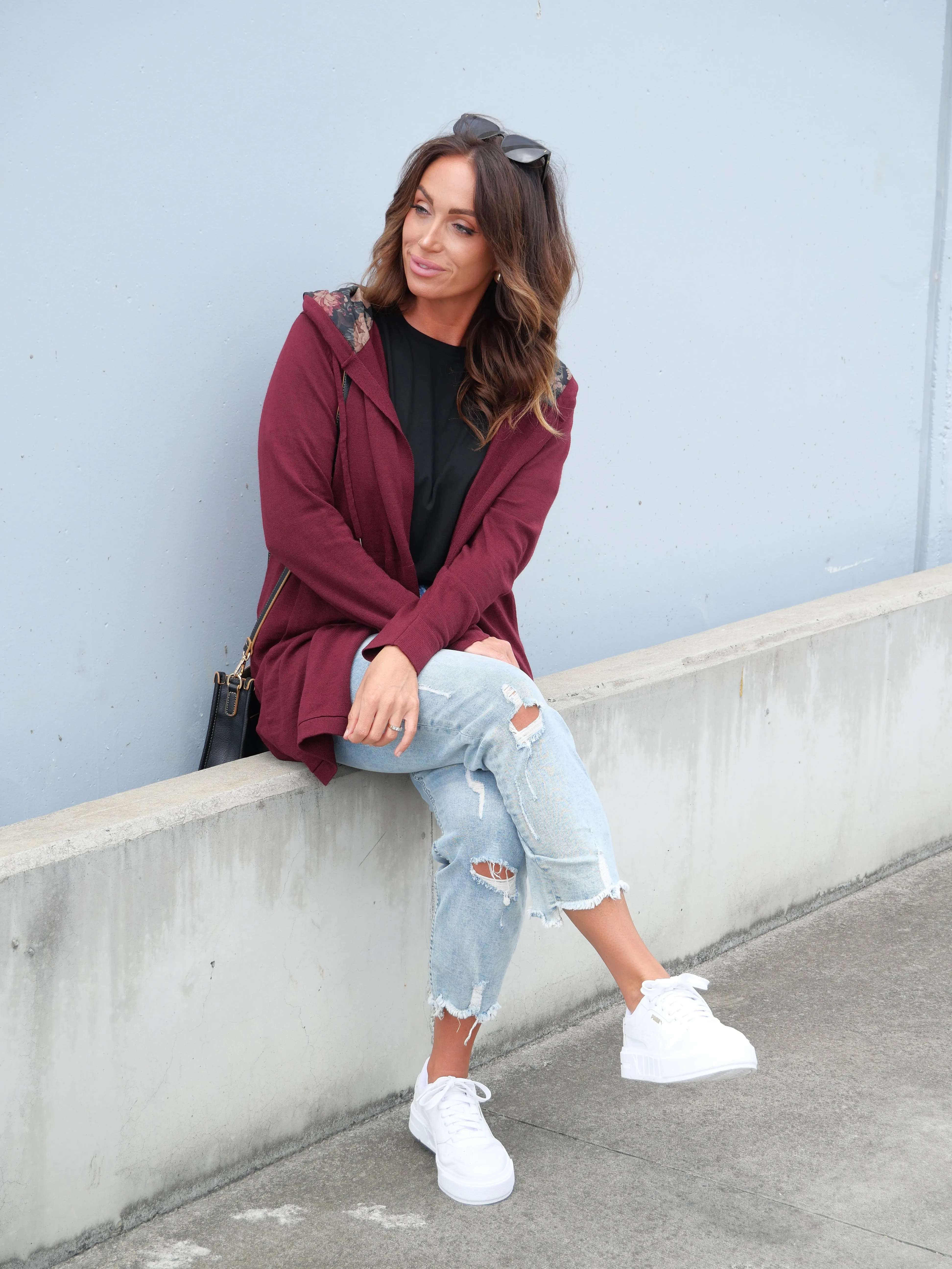 Shine On Label Big Dreams Merino Cardigan Merlot