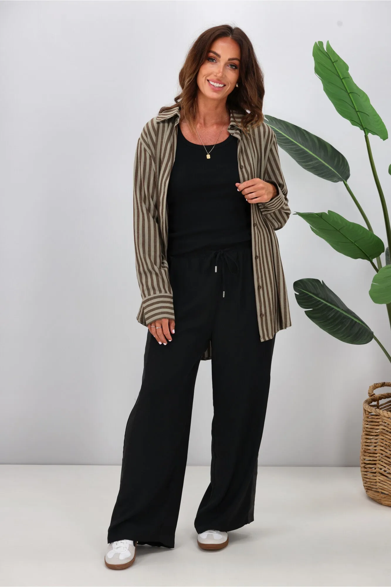 Shine On Label Tammy Stripe Shirt Chocolate Stripe