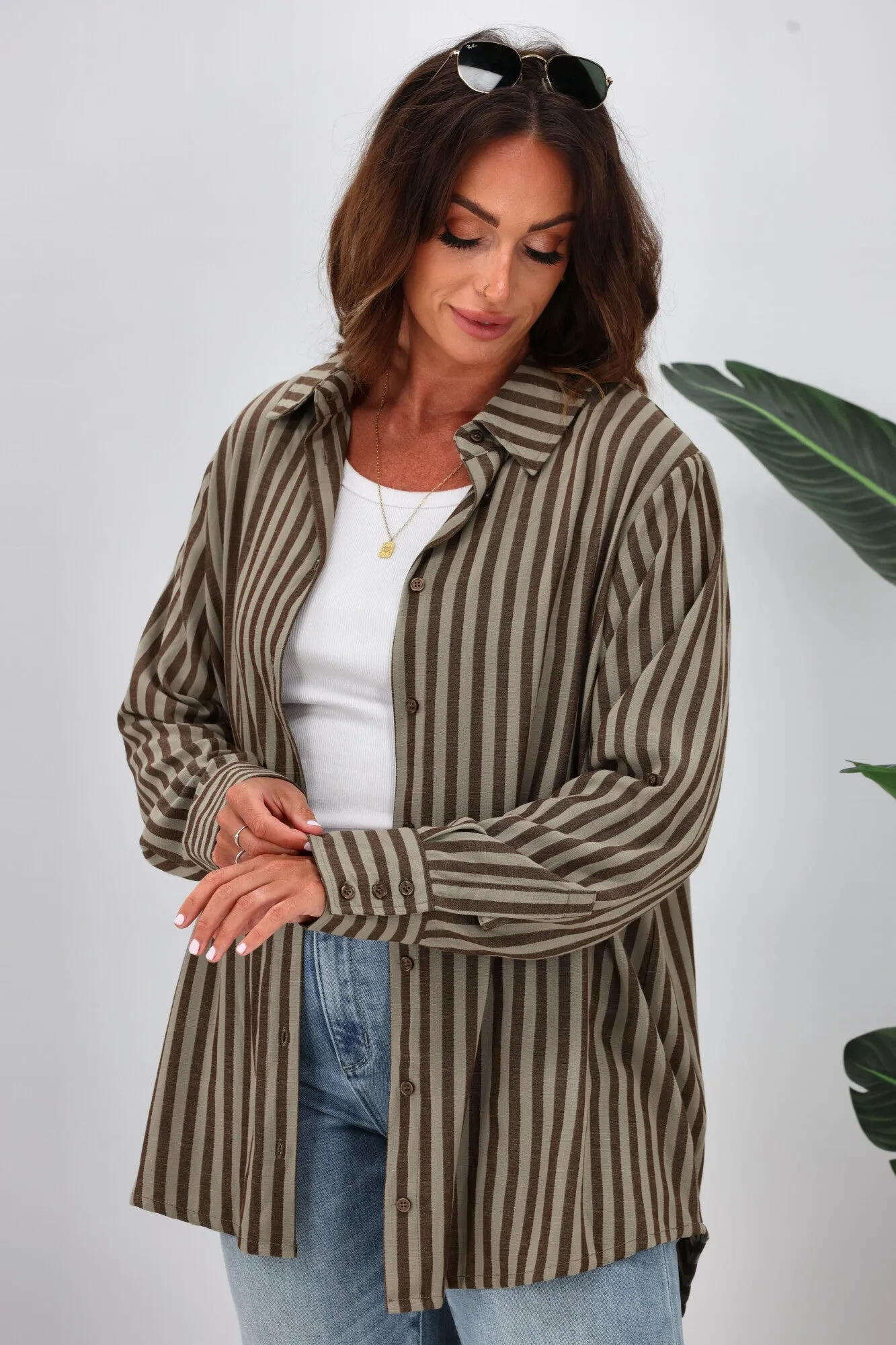 Shine On Label Tammy Stripe Shirt Chocolate Stripe