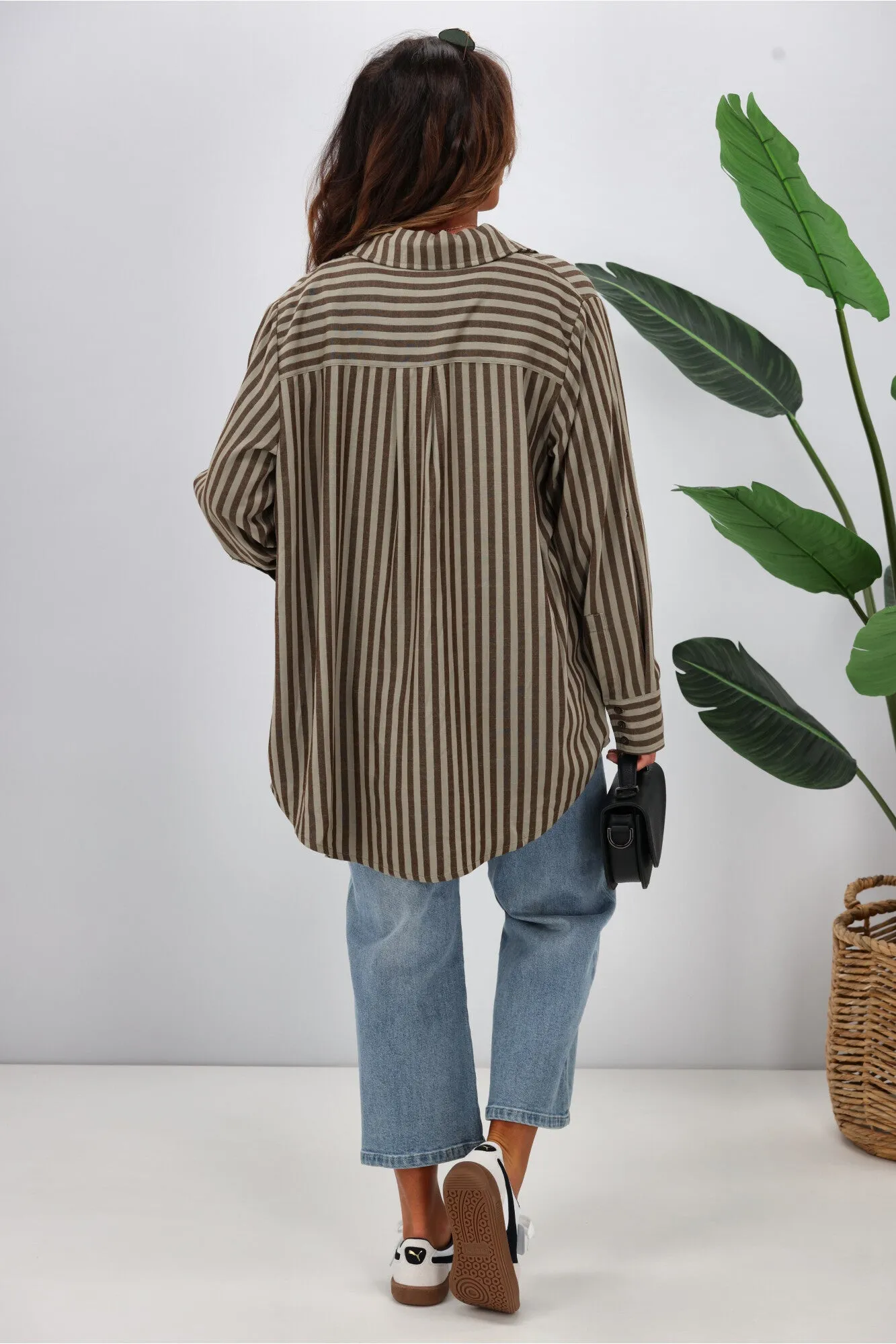 Shine On Label Tammy Stripe Shirt Chocolate Stripe