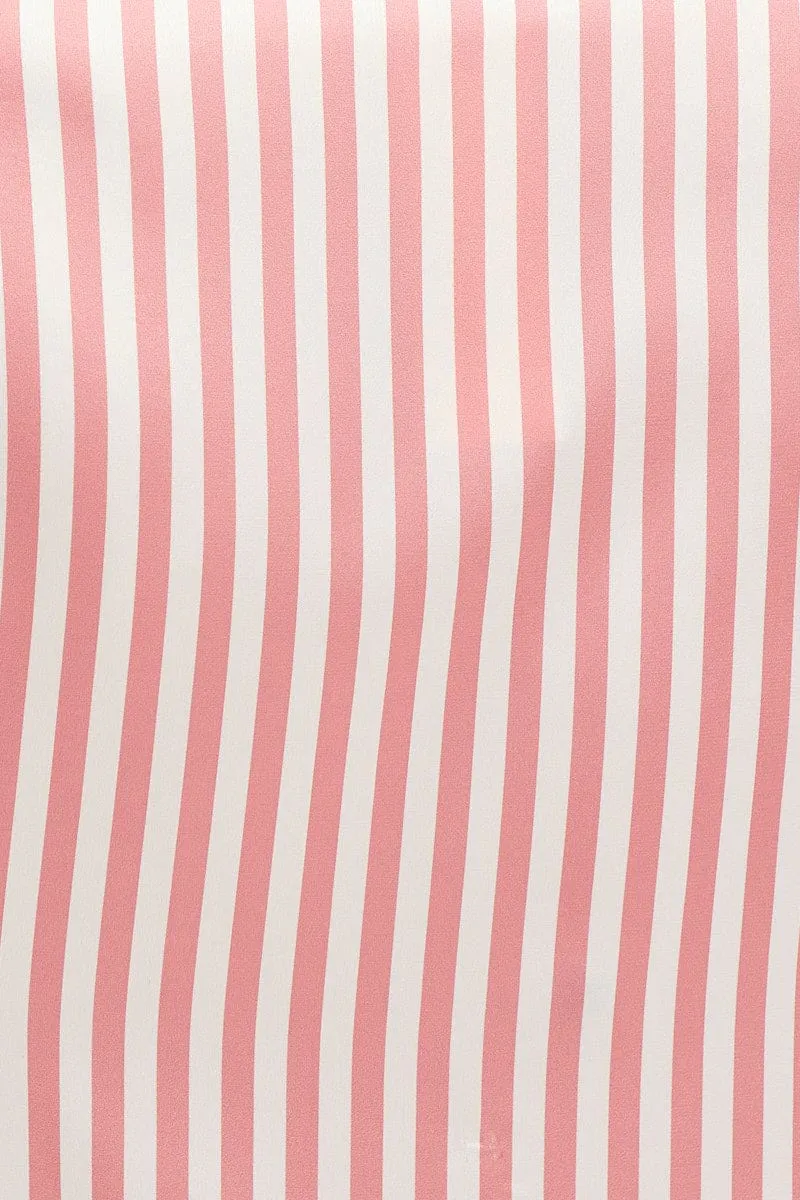 Stripe Satin Short Sleeve Top & Shorts Pj Set