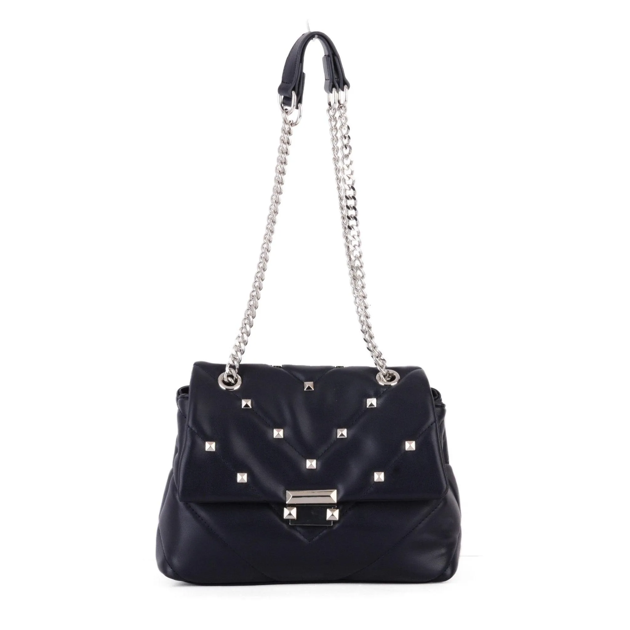 Stud Quilted Trapezoid Chain Crossbody