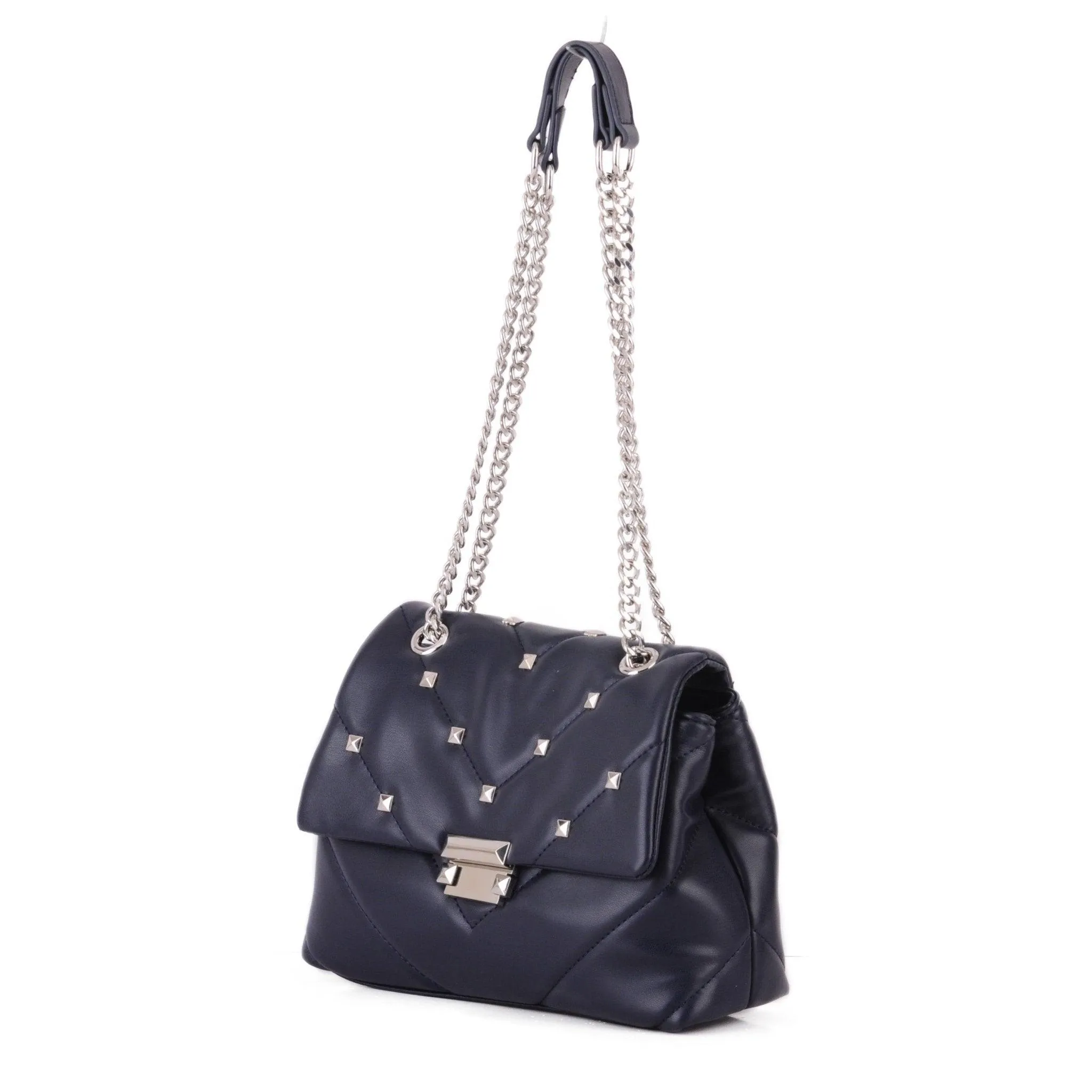 Stud Quilted Trapezoid Chain Crossbody