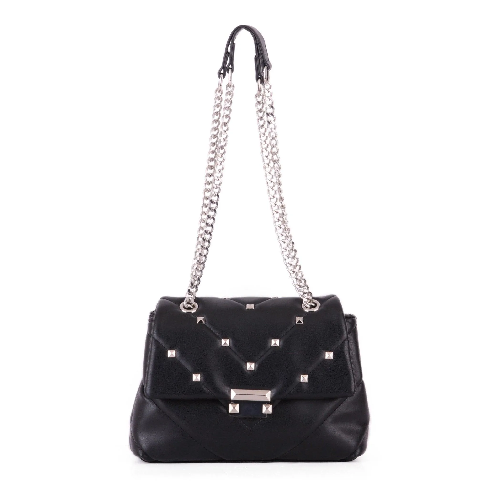 Stud Quilted Trapezoid Chain Crossbody