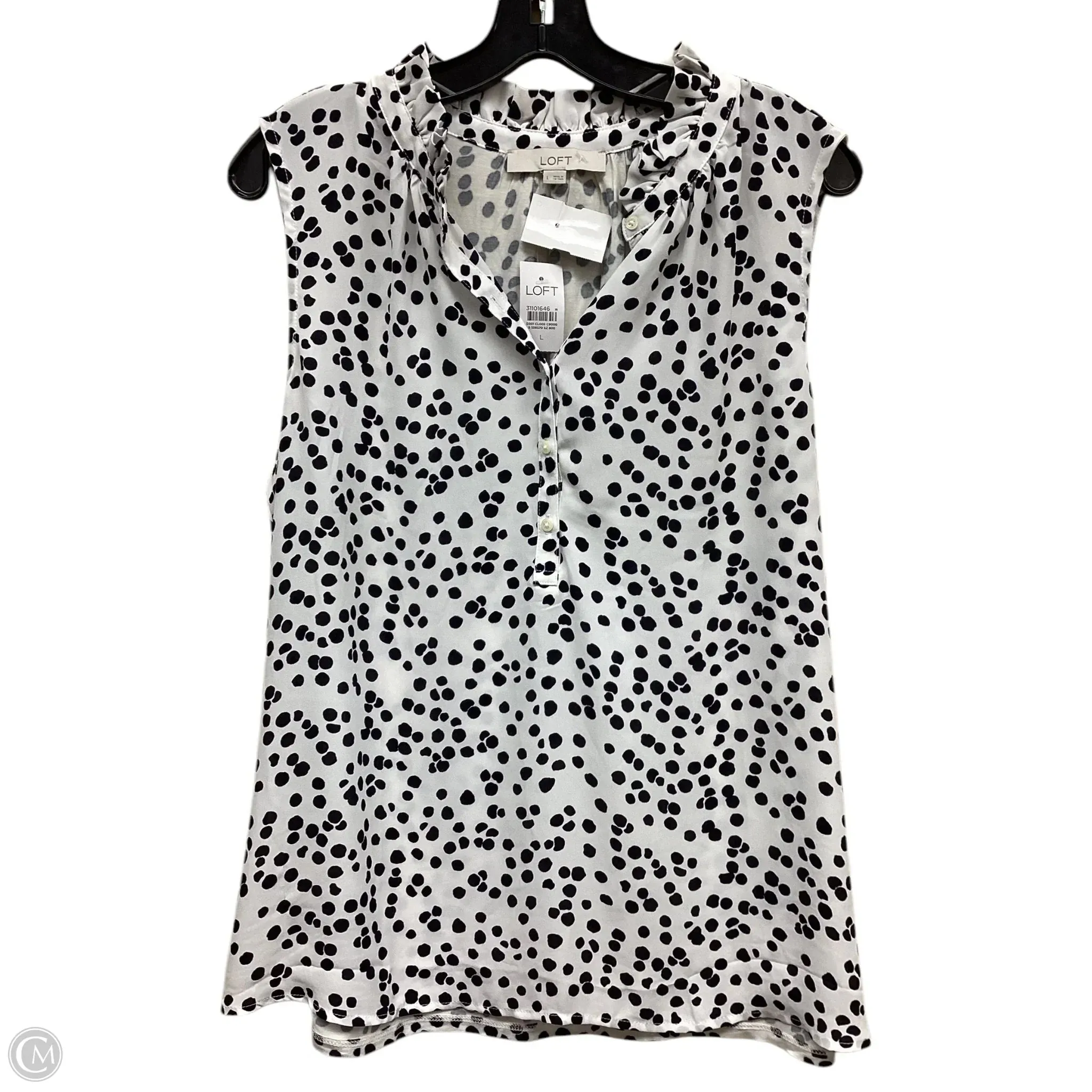 Top Sleeveless By Loft In Polkadot Pattern, Size: L