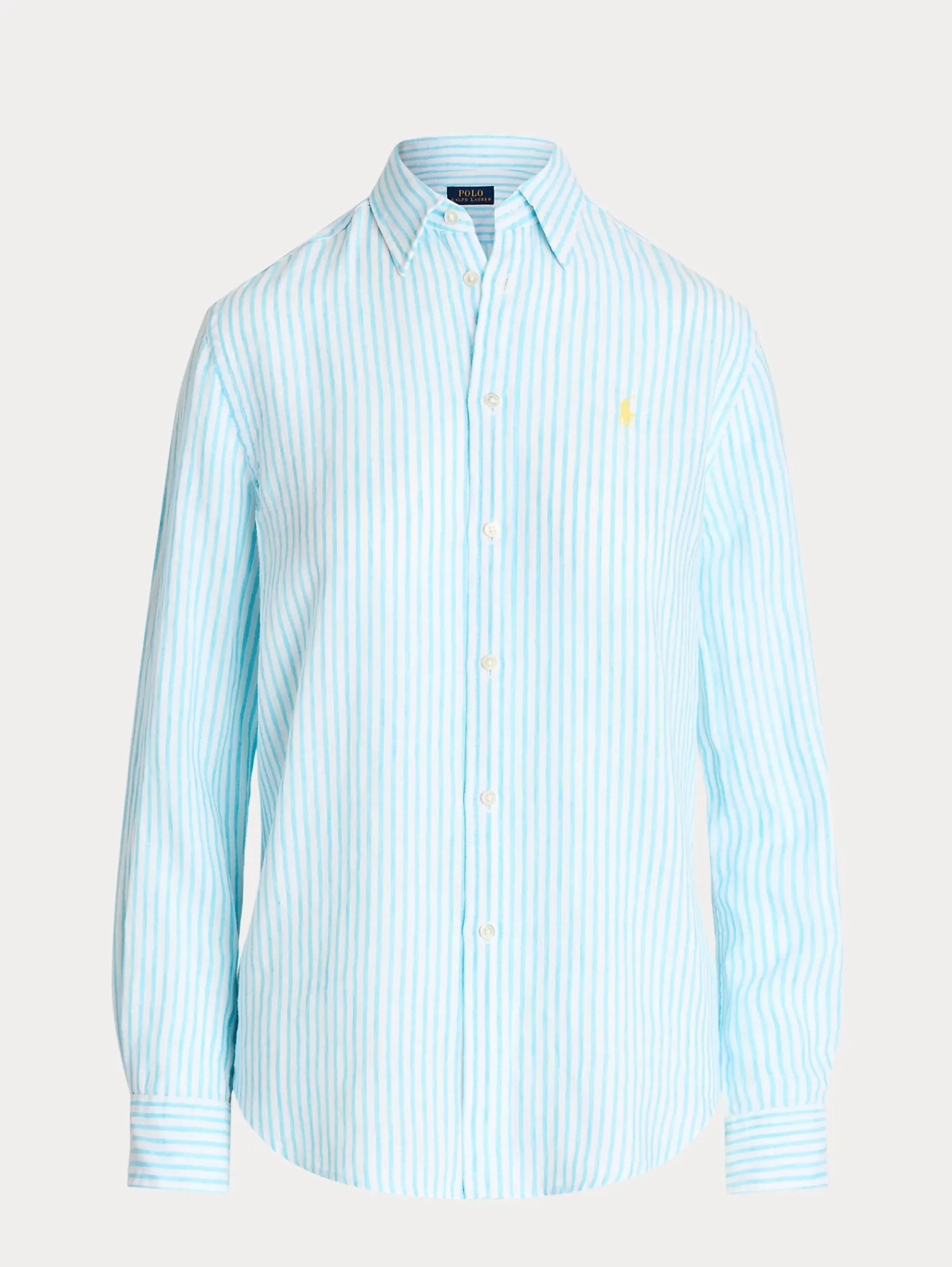 Turquoise/White Striped Linen Shirt