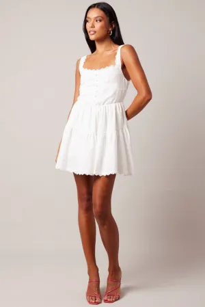White Fit And Flare Dress Mini