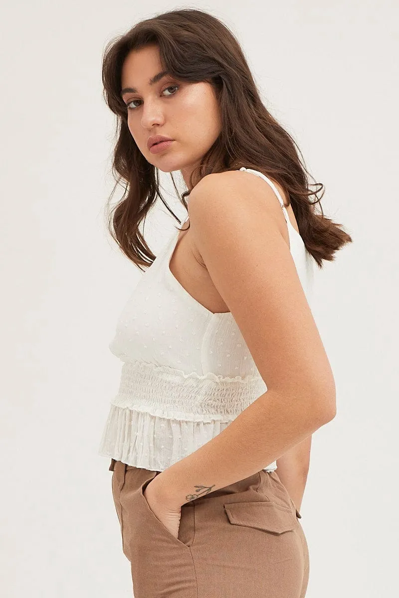 White Ruffle Top Sleeveless