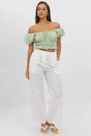 White Tailored Pants Wide Leg