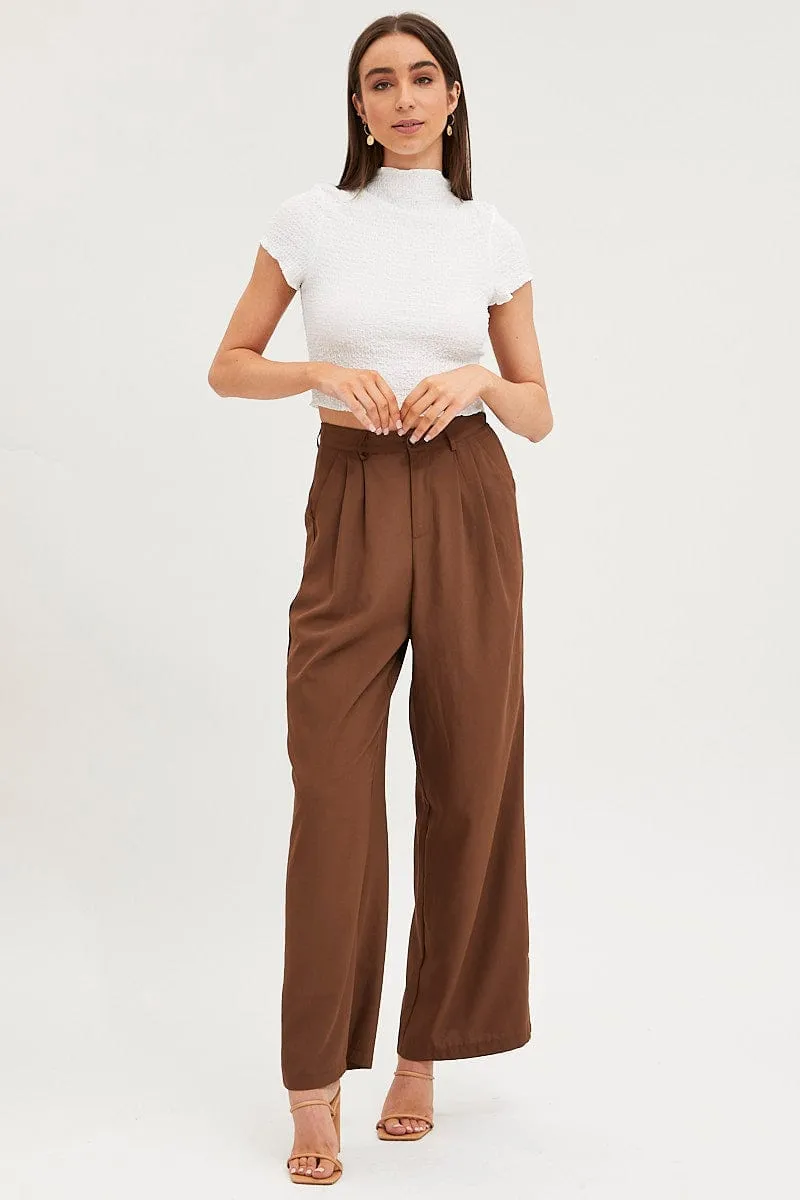 White Textured Top Short Sleeve