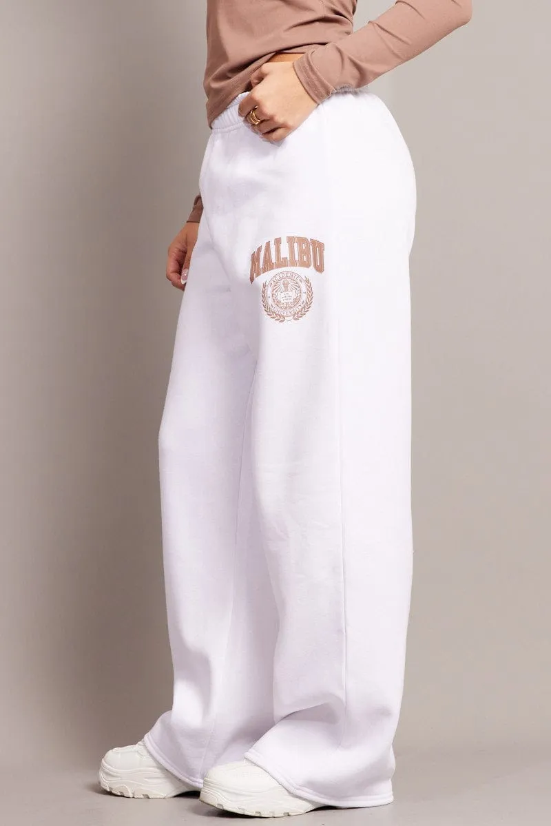 White Track Pants Wide Leg