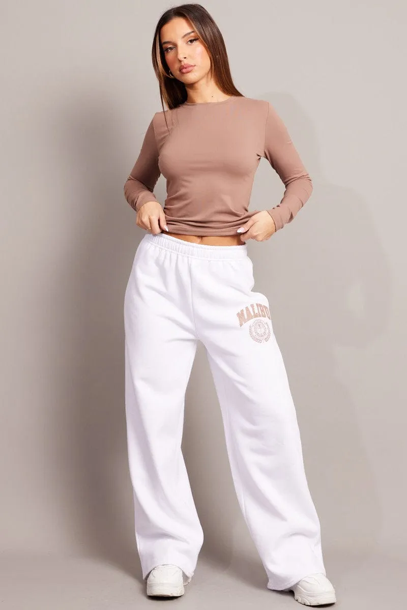 White Track Pants Wide Leg