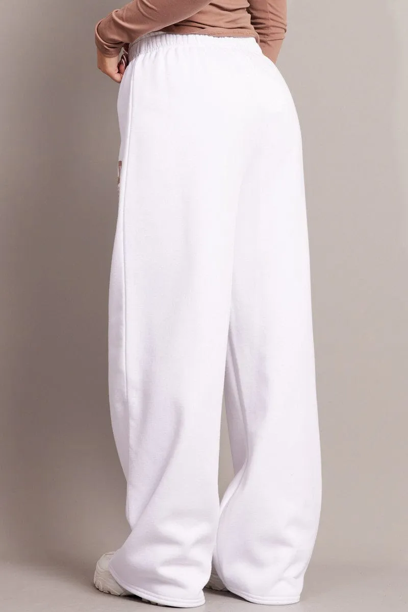 White Track Pants Wide Leg