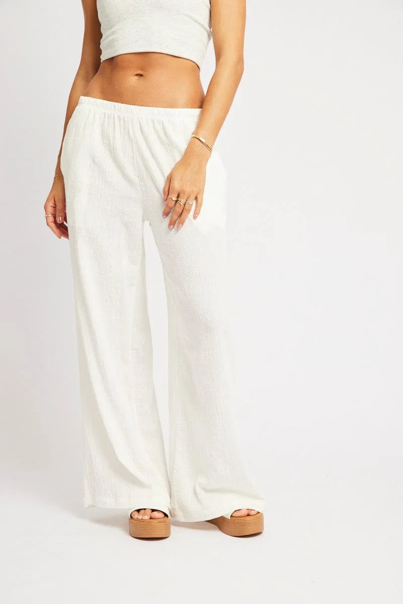 White Wide Leg Pants High Rise