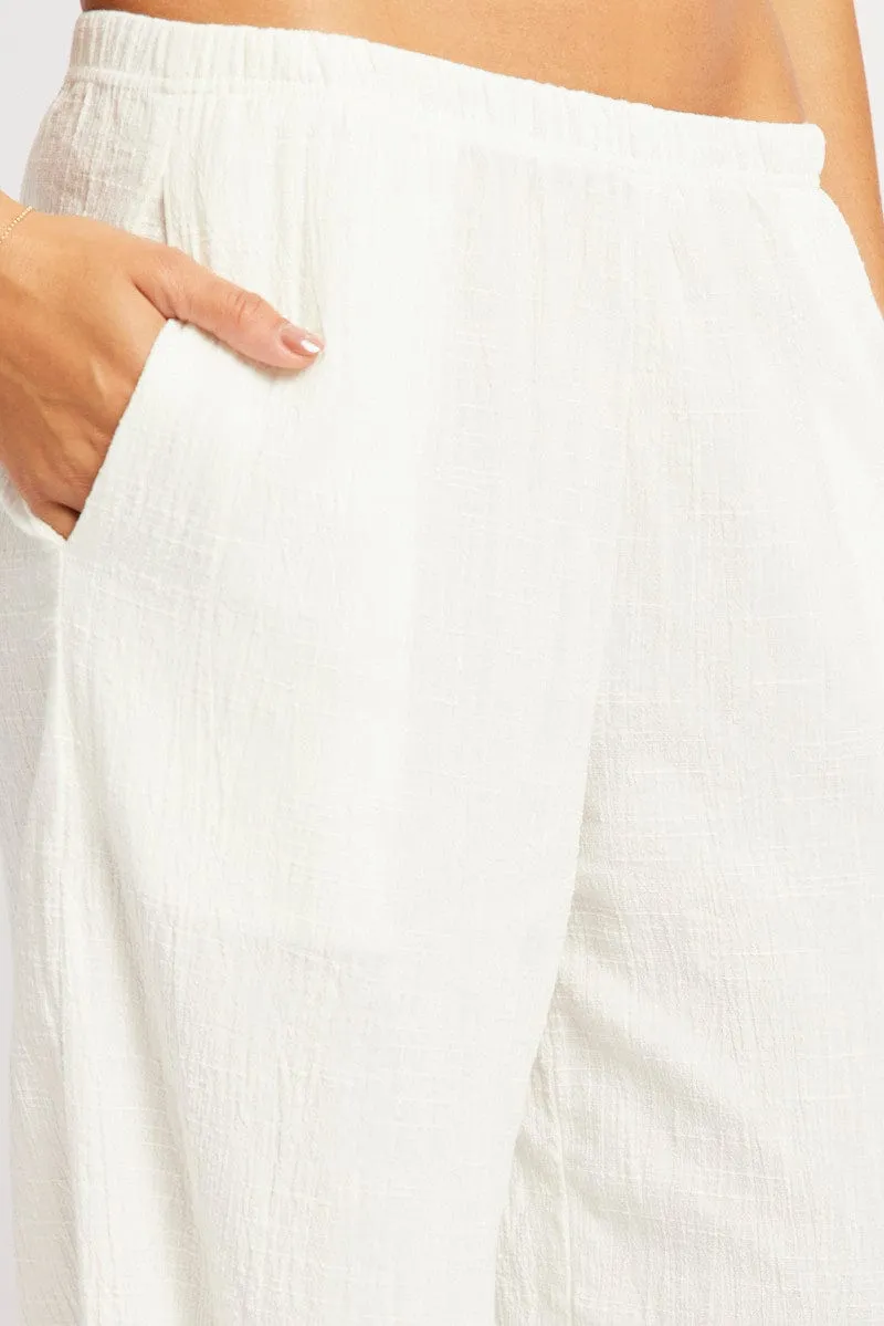White Wide Leg Pants High Rise