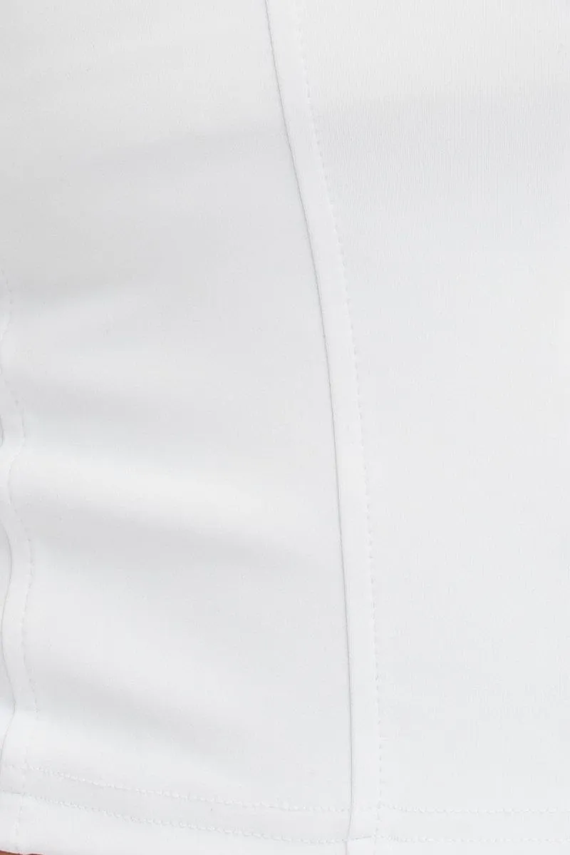 White Zip Up Top Side Ruched