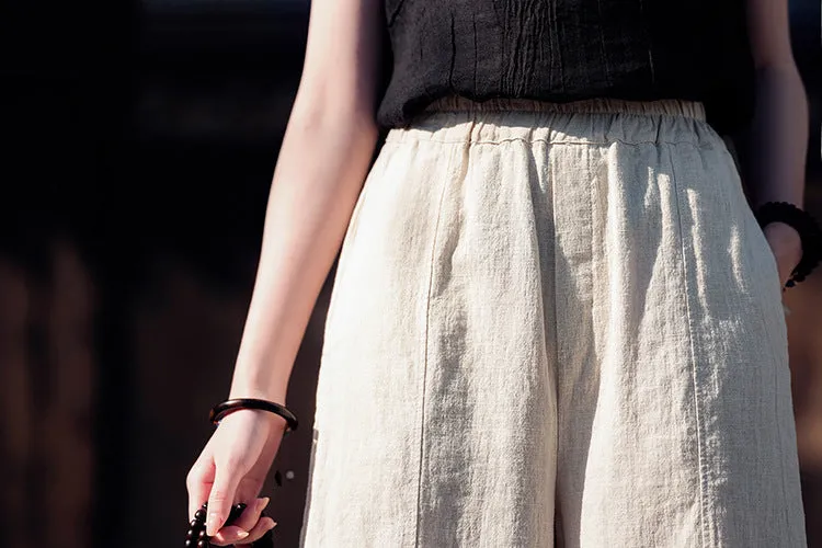 Women Summer Linen Casual Retro Loose Pants
