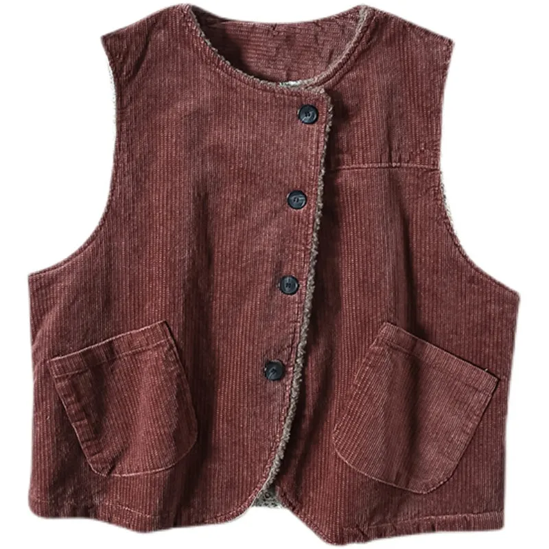 Women Winter Retro Woolen Loose Vest