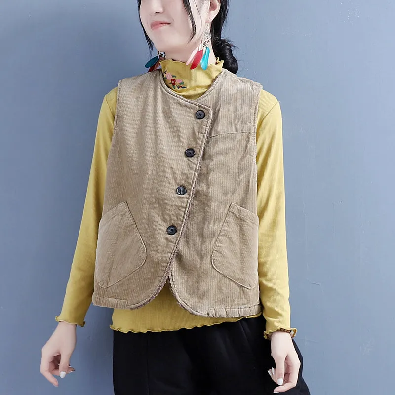 Women Winter Retro Woolen Loose Vest