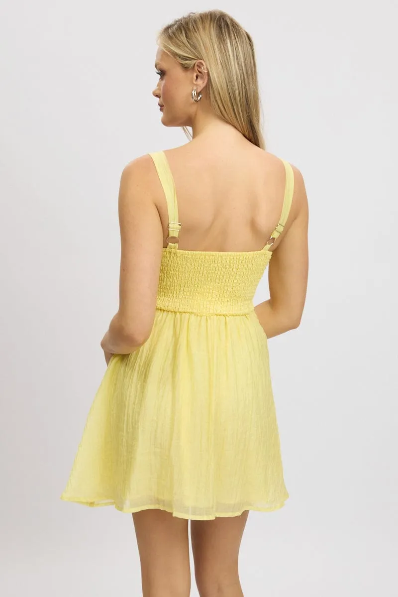 Yellow Fit And Flare Dress Mini