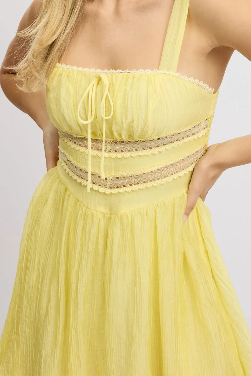 Yellow Fit And Flare Dress Mini