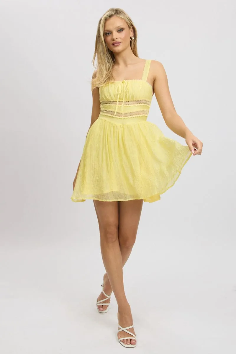 Yellow Fit And Flare Dress Mini