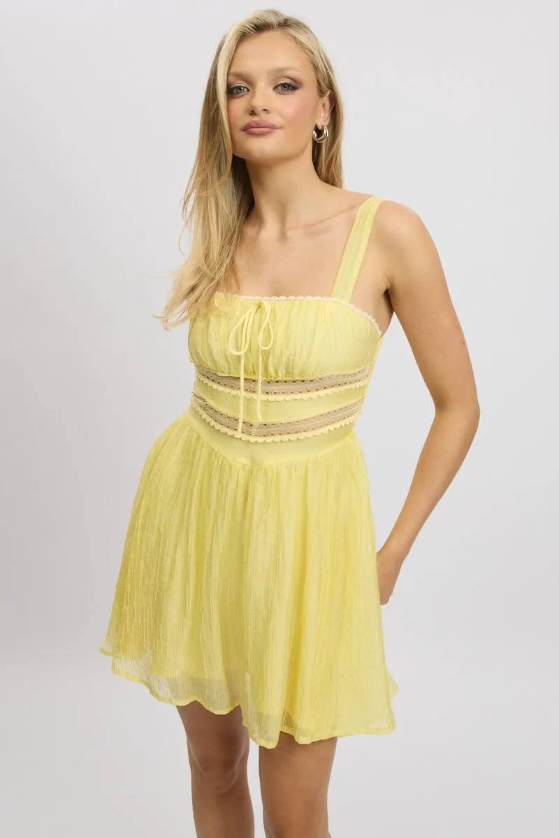 Yellow Fit And Flare Dress Mini