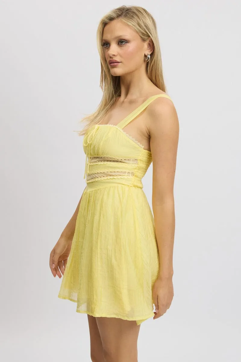 Yellow Fit And Flare Dress Mini