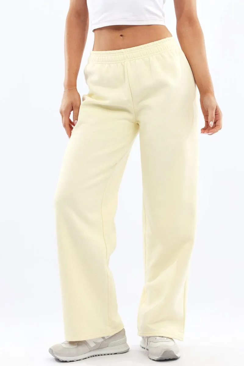 Yellow Track Pants Wide Leg